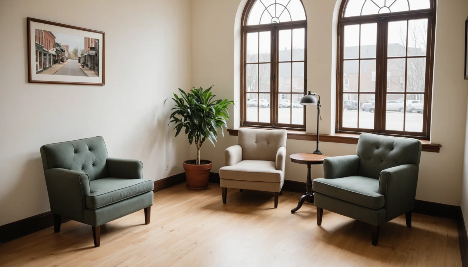Illustrative photo: bright tidy waiting area of a small local business